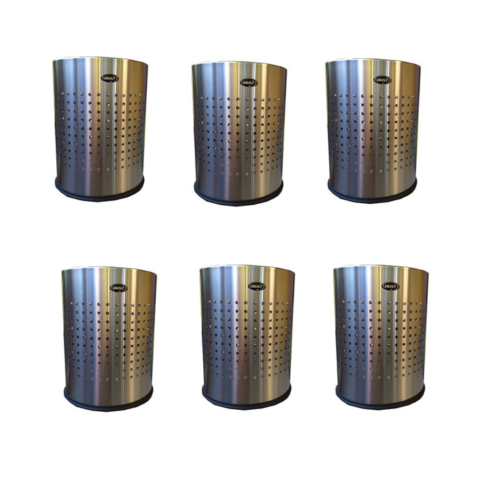 Paquete de 6 cestos DUST de acero inoxidable punzonado de 10 litros