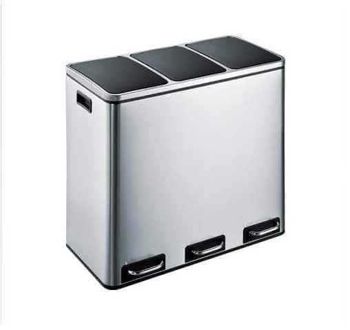 Bote DUST triple acero con triple pedal color gris 54 litros