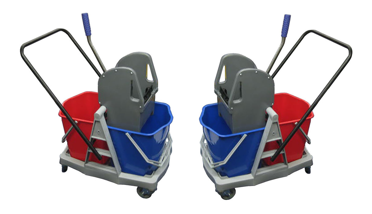 Paquete de 2 cubetas DUST dobles (azul y rojo) con exprimidor 30 litros