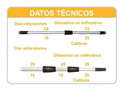 Extensión telescópica de aluminio 1.20 metros DUST