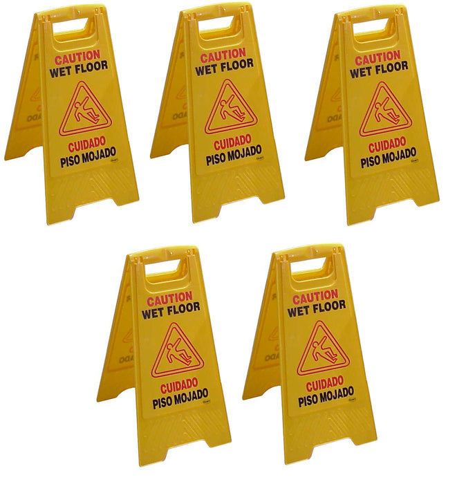 Paquete de 5 señalamientos de advertencia piso mojado DUST