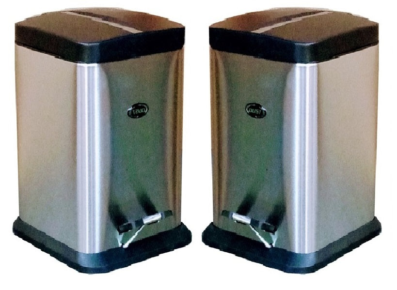 Paquete de 2 botes DUST SILVER de acero inoxidable con pedal 20 litros