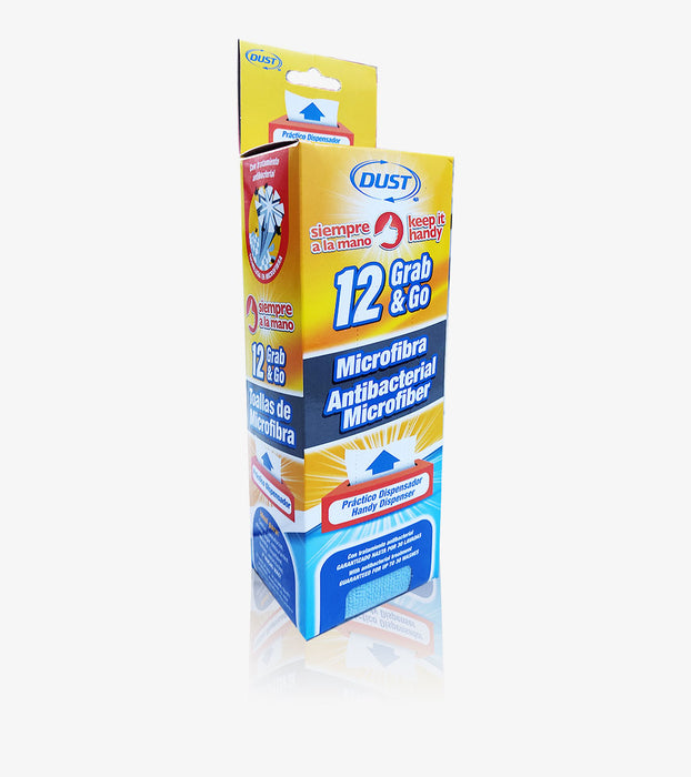 Dispensador con 12 toallas de microfibra antibacterial azul