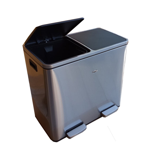 Bote DUST doble de acero inoxidable con doble pedal 48 litros