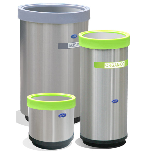 Contenedor Ecológico Balancín Cilíndrico de Acero Inoxidable Cod. 651011 - 651111 - 651311 - 651211