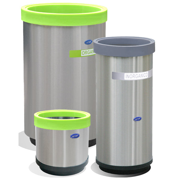 Contenedor Ecológico Cilíndrico de Acero Inoxidable Cod. 652011 - 652111 - 652311 - 652211