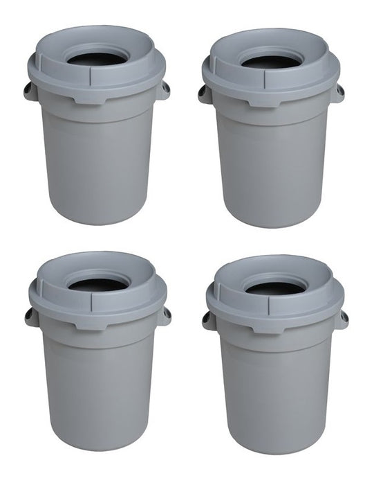 Paquete de 4 Botes cilíndricos DUST con tapa embudo sin dolly 120 litros