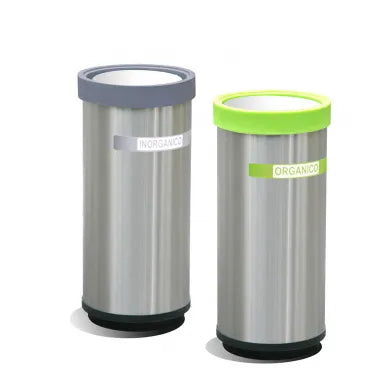 Contenedor Ecológico Balancín Cilíndrico de Acero Inoxidable Cod. 651011 - 651111 - 651311 - 651211
