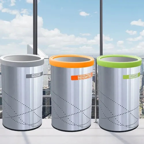 Contenedor Ecológico Balancín Cilíndrico de Acero Inoxidable Cod. 651011 - 651111 - 651311 - 651211