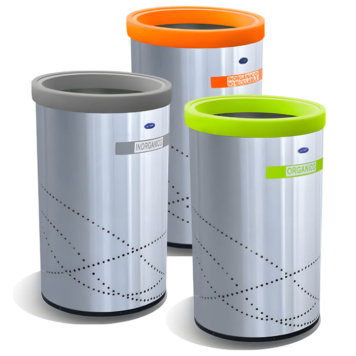 Contenedor Ecológico Cilíndrico de Acero Inoxidable Cod. 652011 - 652111 - 652311 - 652211